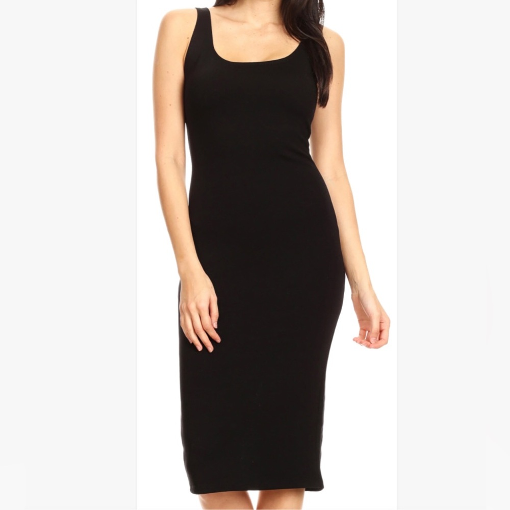 Rachel Roy Sleeveless Double scoop midi Black dress - Size 6